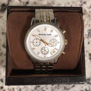 MK Ritz Two-Tone Mother of Pearl Chronograph Watch